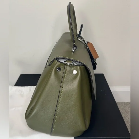 Coach Slouchy Rogue Top Handle Bag in Olive Green & Silver CCC39 Authenticated - Picture 7 of 13